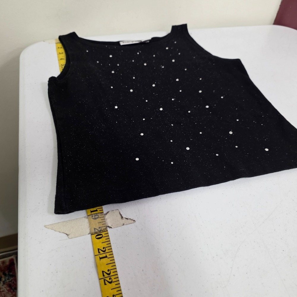 Energie Womens Y2K Glitter Celestial Rhinestone Sleeveless Tank Top Size L Black - Picture 7 of 9
